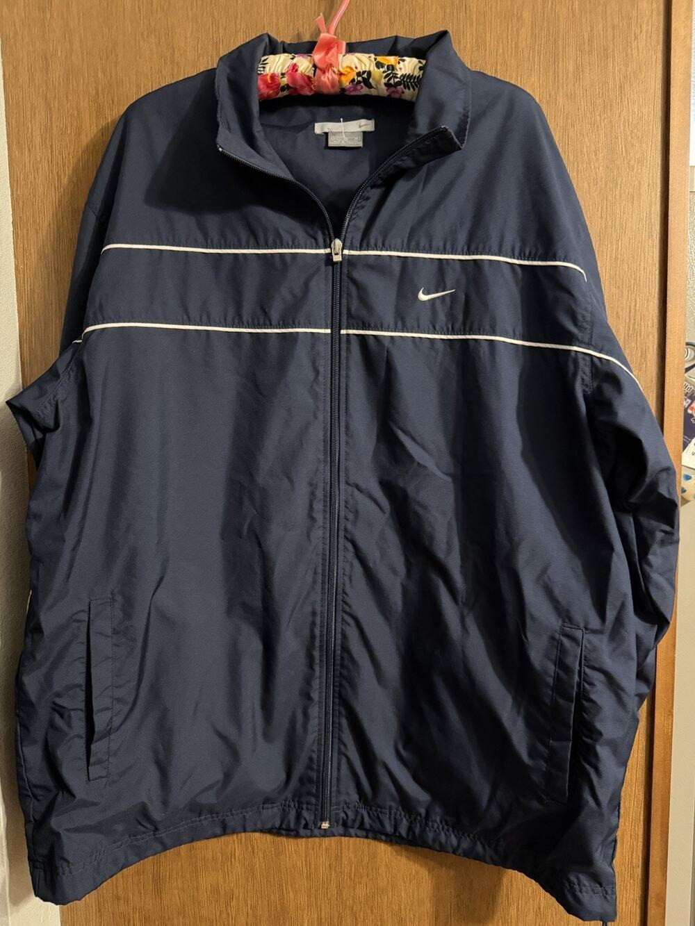 Y2K Nike Full Zip Track Jacket Mens Size XL Navy Blue Embroidered